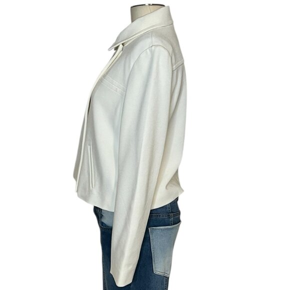Chico’s cream knit textured cropped moto jacket size 1 (8) - Picture 2 of 12